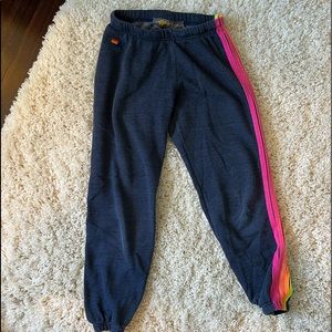 Navy Aviator Nation sweatpants with neon stripes- Size small